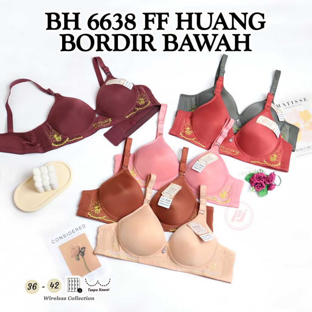 BRA WANITA FF HUANG ORIGINAL MOTIF POLOS CUP BESAR KAIT TIGA BH PEREMPUAN MURAH 6650