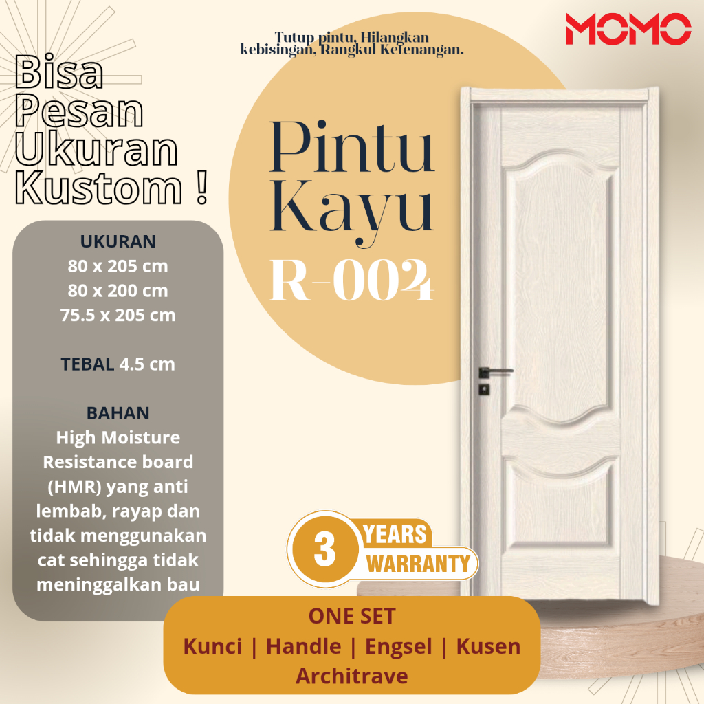 MOMO - R004 Pintu Kamar Kedap Suara Emboss Modern Kekinian
