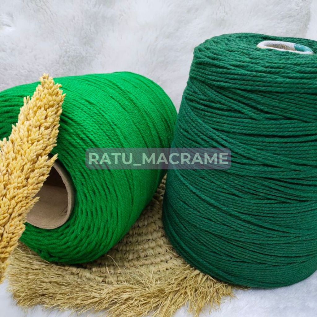 Tali Katun Macrame HIJAU 3MM 4MM 1KG 3PLY