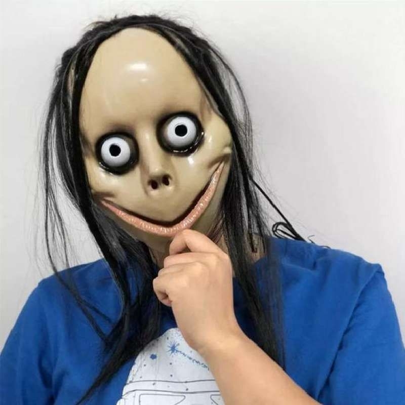 Topeng Hantu Momo Halloween Seram Rumah Hantu Prank Cosplay Scary Maks