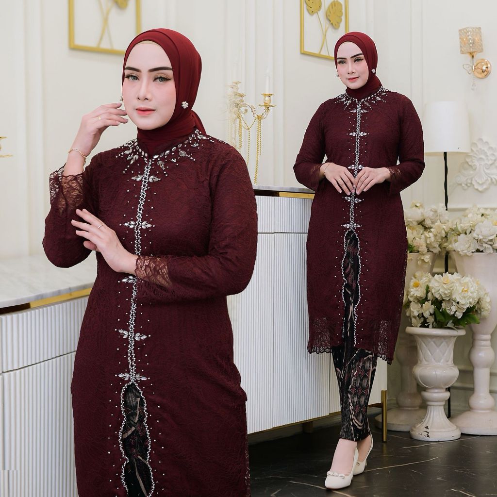 Kebaya Modern Burkat Tunik Burkat Sabrina Kebaya Modern Baju Kondangan Ukuran L Sampai 5L Jumbo