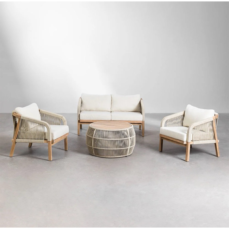 Set Sofa Outdoor Minimalis Modern Set Sofa Garden Anyaman