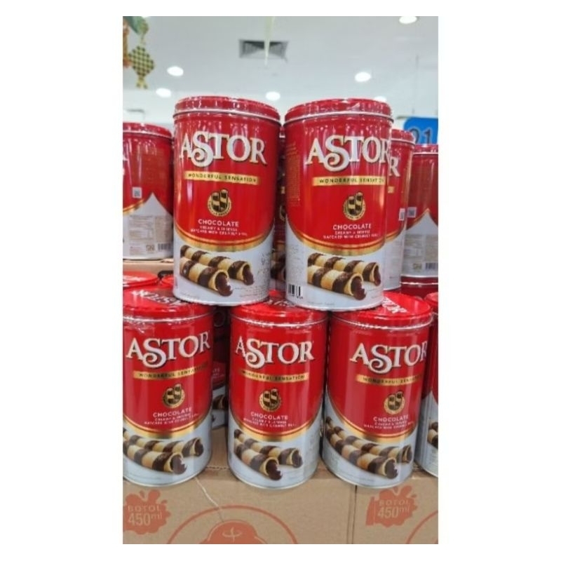 

Astor chocolat wafer stik kaleng 330g