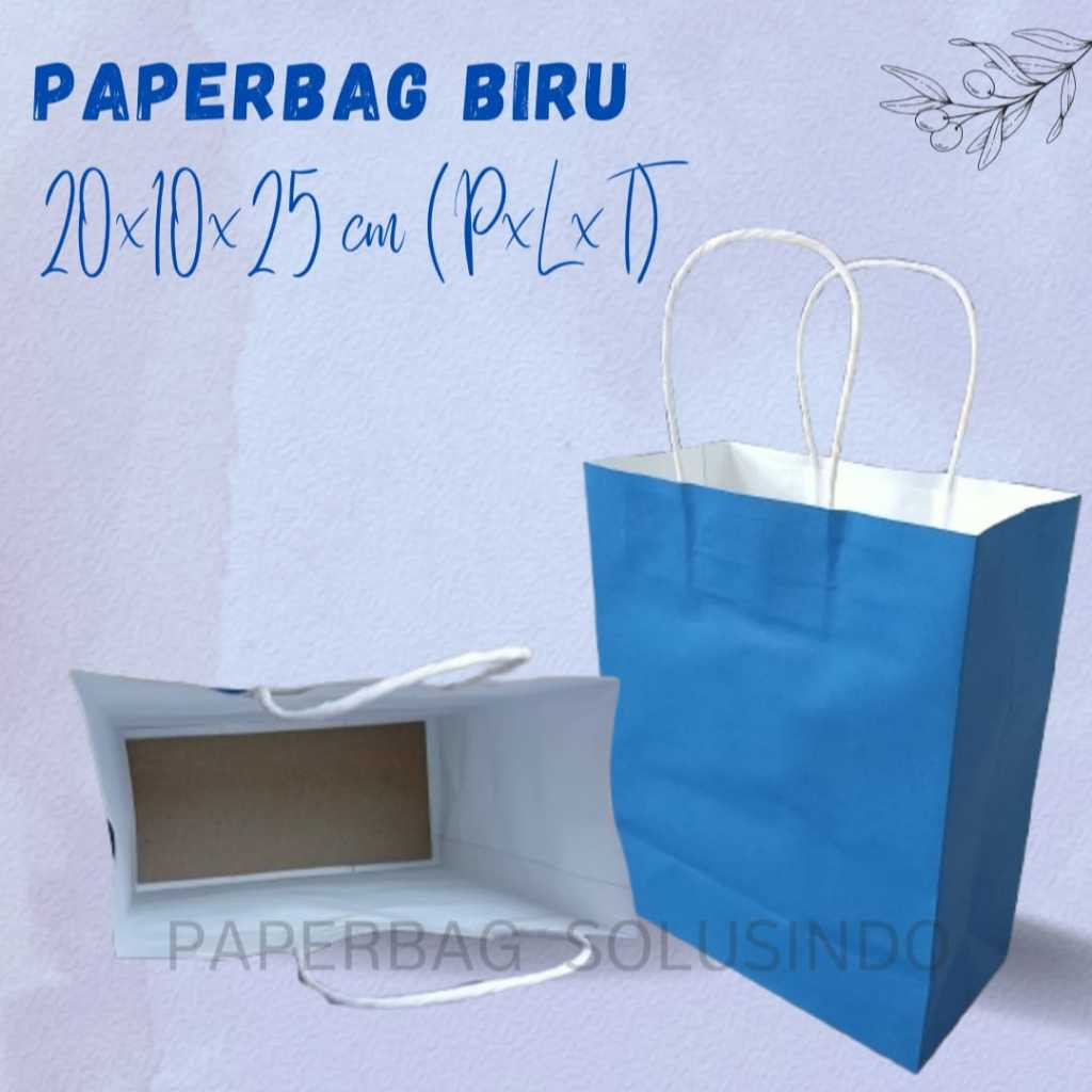 

[Min pemesanan 5] Paperbag / Kantong Kertas Warna Biru Blue 20X10X25 cm / PAPERBAG 20X10X25