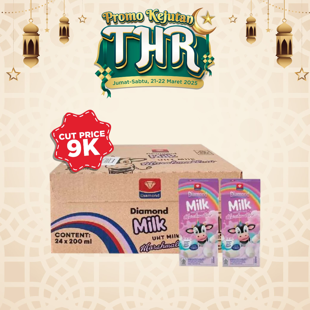 

PROMO HEMAT DIAMOND UHT MILK MARSHMALLOW 200 ML 1 KARTON (ISI 24PCS)