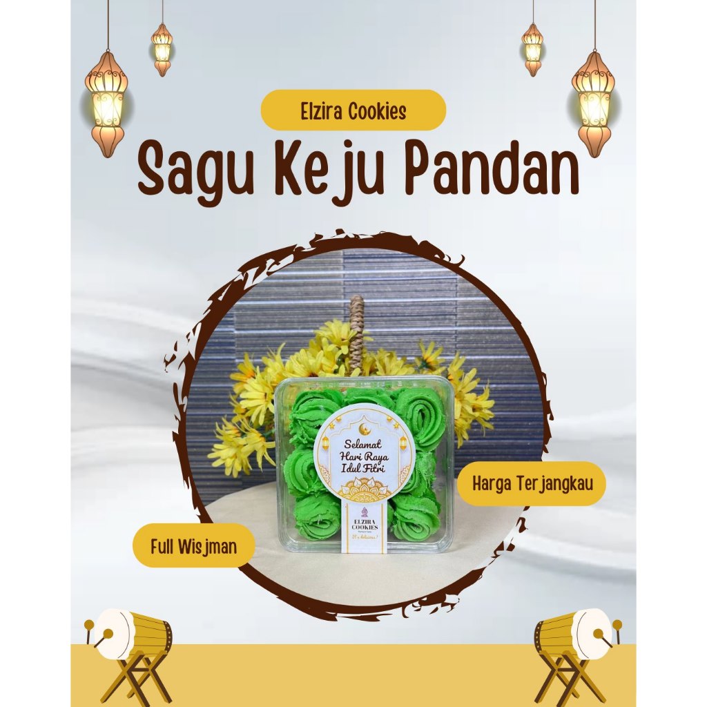 

SAGU KEJU PANDAN PREMIUM TASTE GRADE A FULL WISJMAN Elzira Cookies