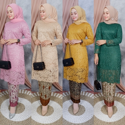 HANYA ATASAN KEBAYA BRUKAT TUNIK MODERN JUMBO LD 130 / M L XL XXL 3L 4L 5L / KEBAYA BROKAT / BAJU KE