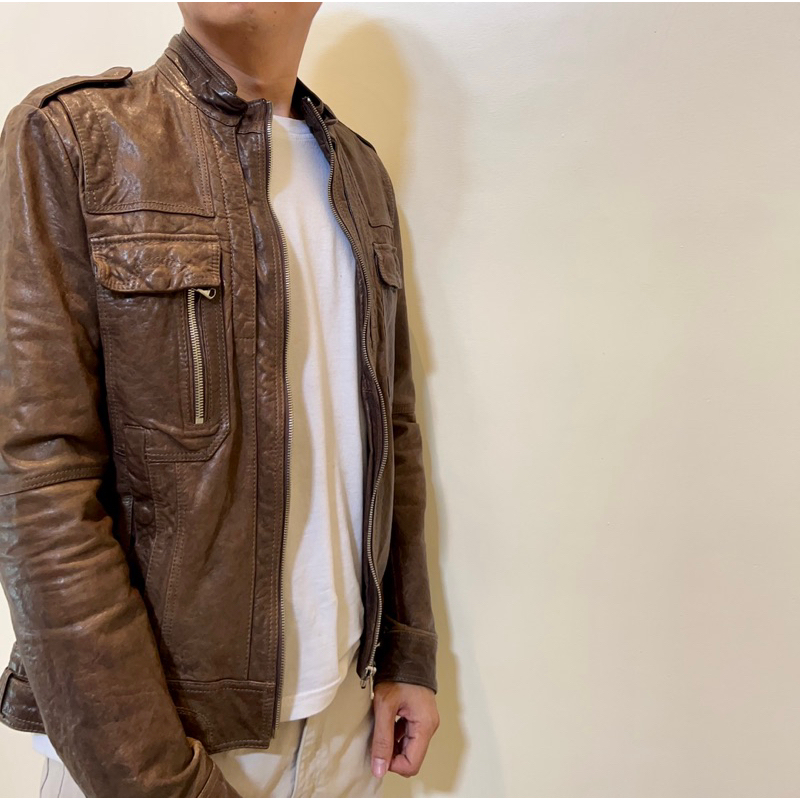 Leather Jacket Jaket Kulit Casual Trucker Vintage Second Preloved