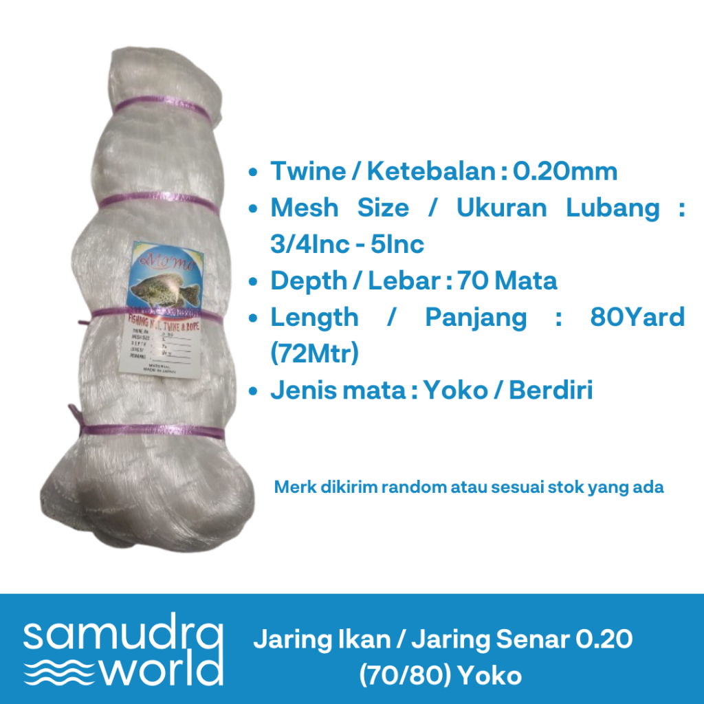 Jaring Ikan / Jaring Tikus / Jaring Senar 0.20 (70x80) Yoko