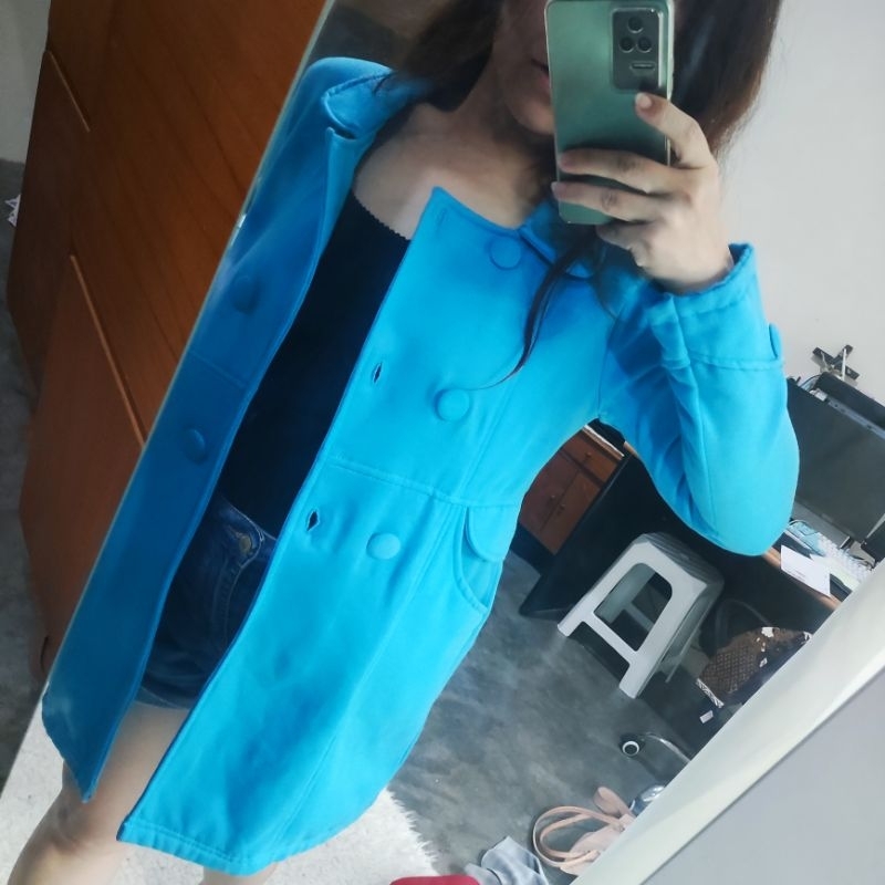 BLAZER COAT PREMIUM WEDGES PINK FANTA OBI OFFICE TRAVEL OUTER