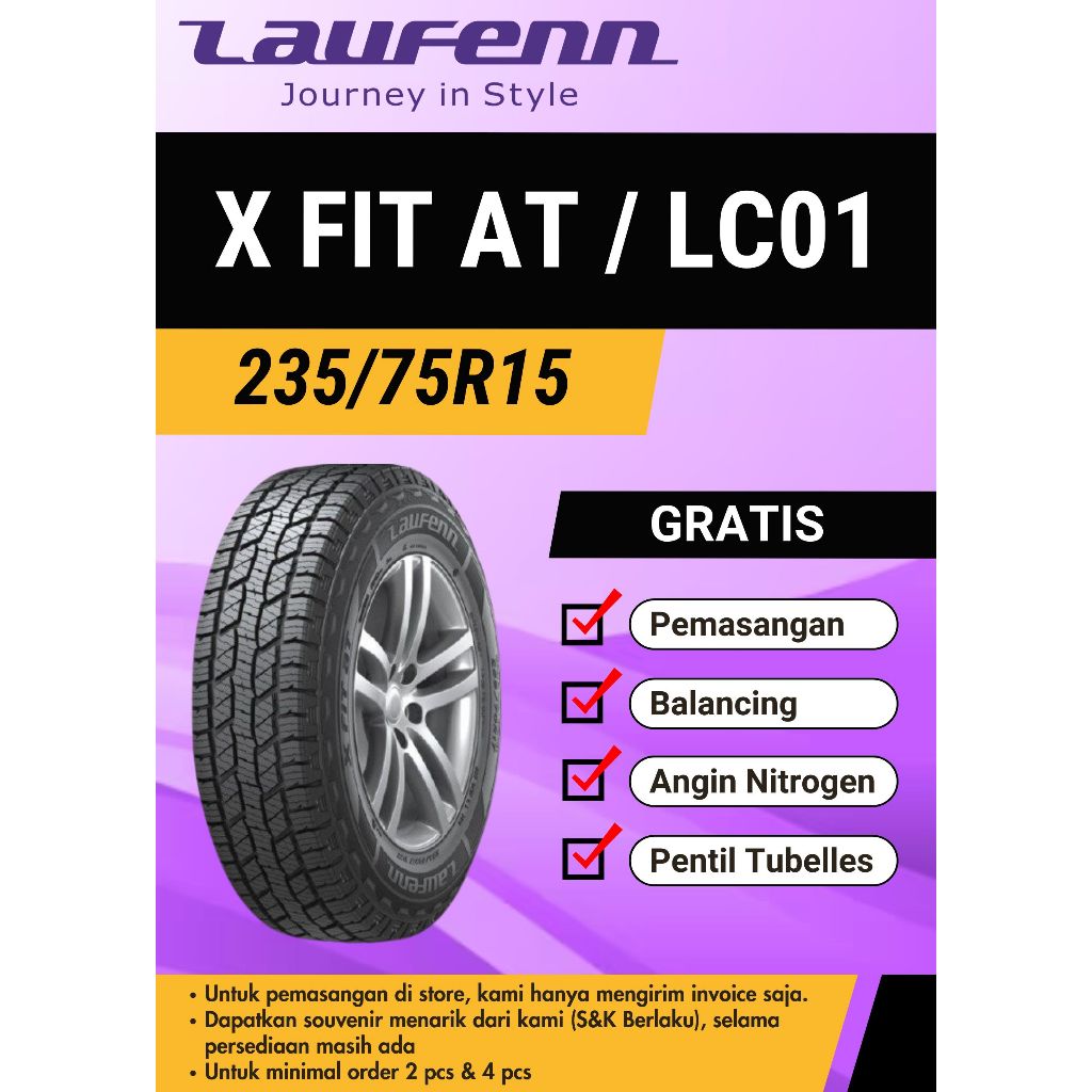 Ban mobil Laufenn 235/75R15 X FIT AT / LC01 TUBELLES, 235 75 15, 235-75-15, 235/75-15, 2357515