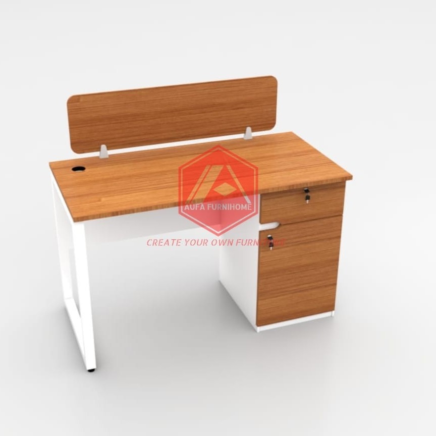 AUFA Meja Kantor Partisi dengan Rak Laci Pintu Bawah Meja