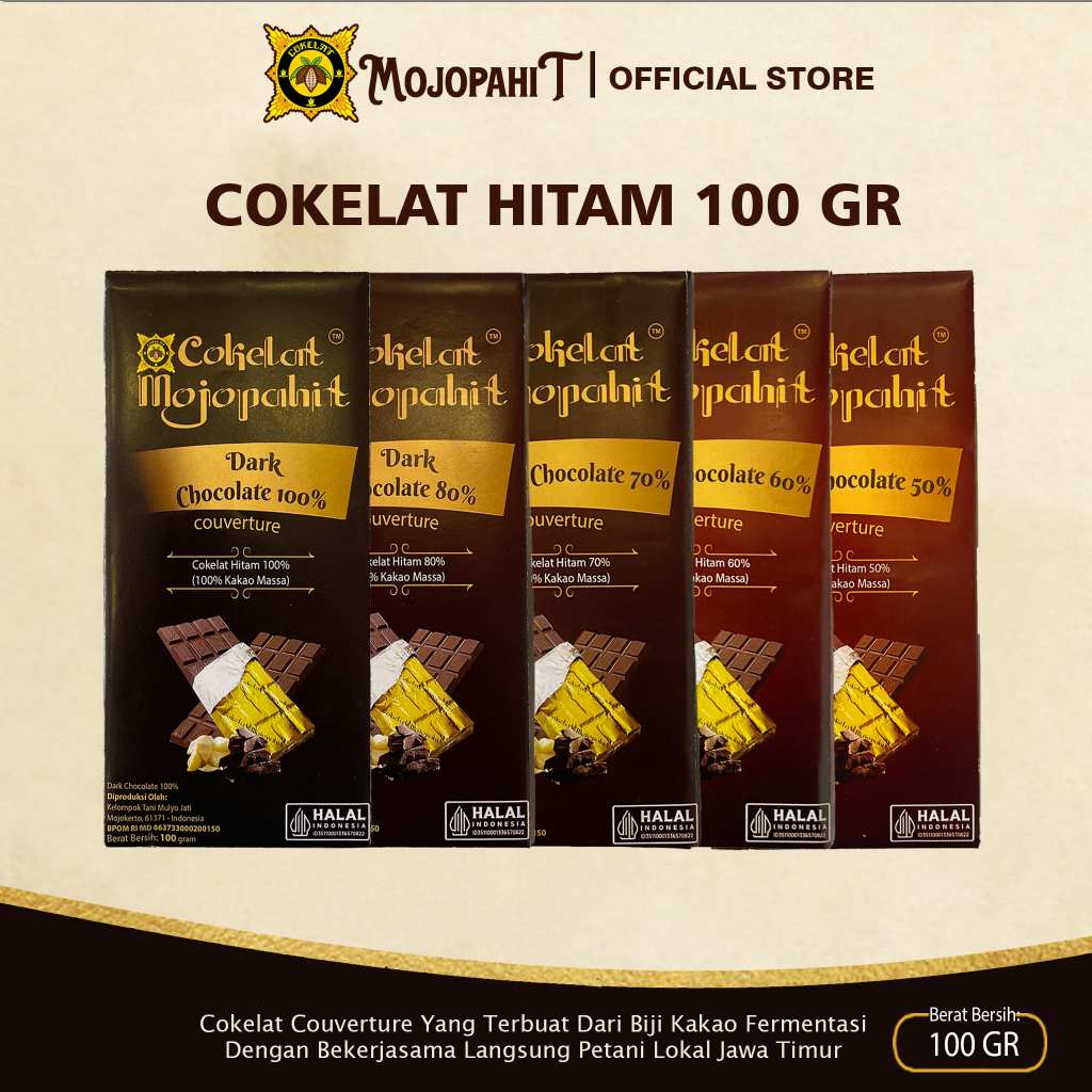 

Cokelat Majapahit Bar 100gr | Dark Chocolate 50-100% | Cokelat Hitam Murni 50-100%