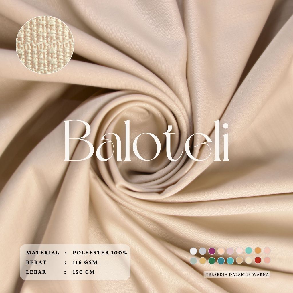 BALOTELI POLOS BAHAN KAIN POLYESTER COCOK UNTUK GAMIS TUNIK ROK BAJU KOKO HIJAB PASHMINA MUKENA