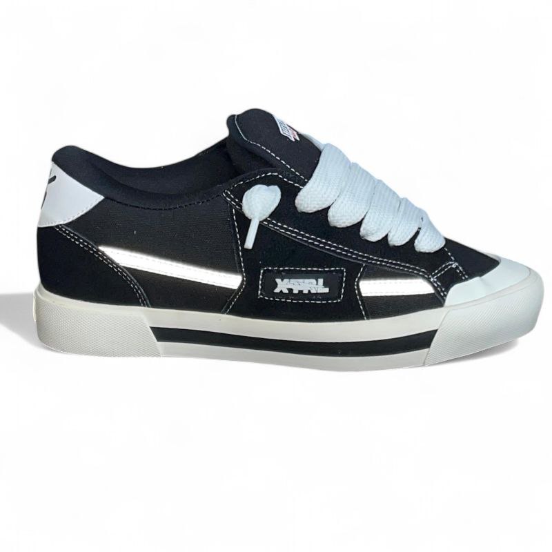 XternalStepSure - Sepatu Fat Shoes Skateboard Gemuk Reflective Black White Sepatu Gemuk Sneaker Pria
