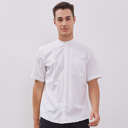 STANLEY ADAMS Baju Koko Lengan Pendek Pria Premium Reguler - Katun Putih Tekstur Elegan & Nyaman