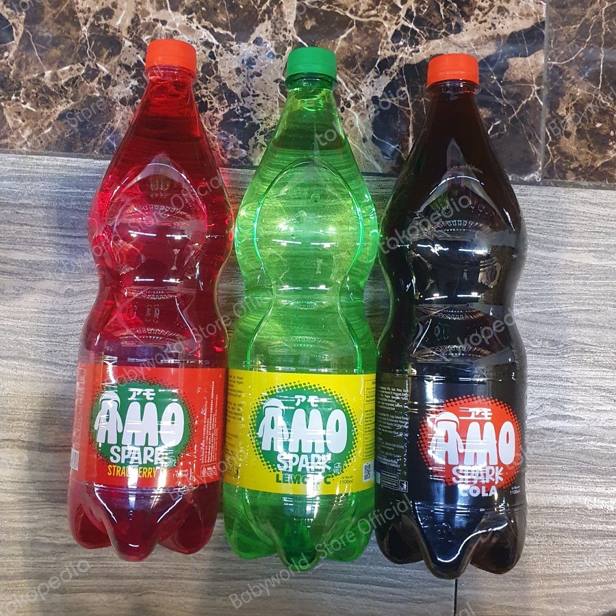 

Amo minuman soda spark rasa Strawberry / Cola /Lemon 1,1 Liter 1100ml