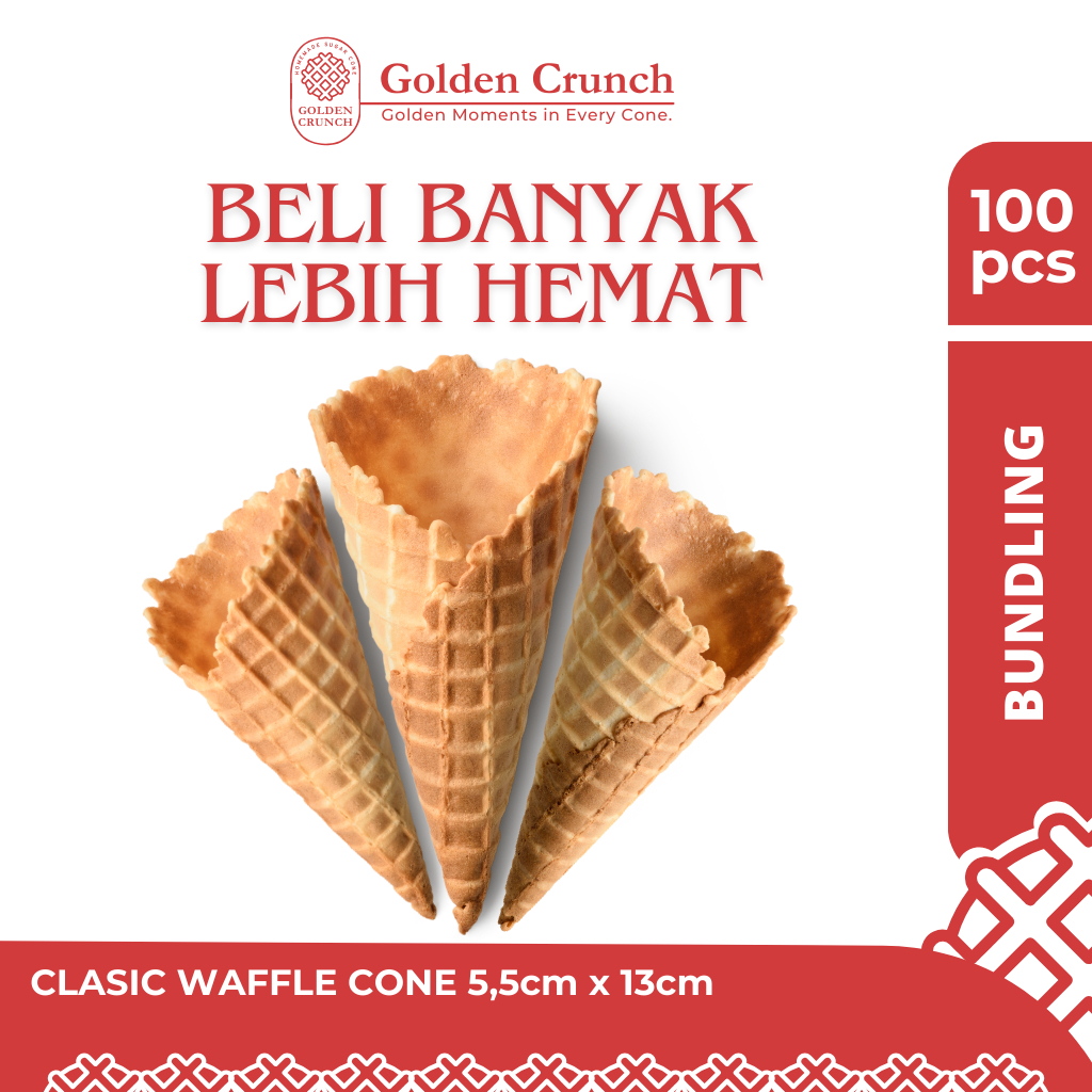 

BUNDLING Cone Es Krim Clasic Waffle 5,5cm x 13cm isi 100 pcs