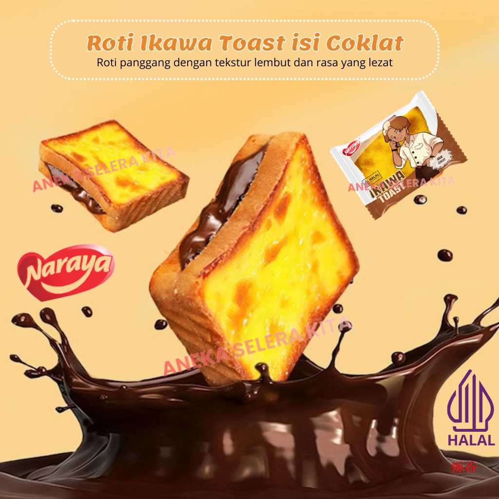 

RB Naraya Ikawa Toast Roti Panggang Viral Rasa Coklat, Cheese, Srikaya Pandan & Vanila Halal Dus Isi