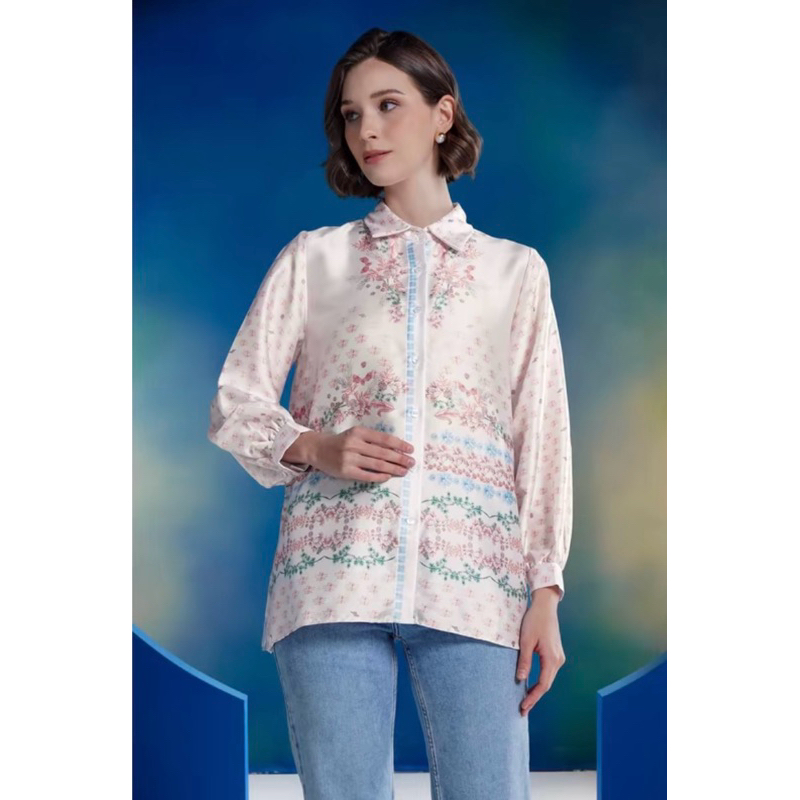 New benang jarum coral pleated shirt jellyfish