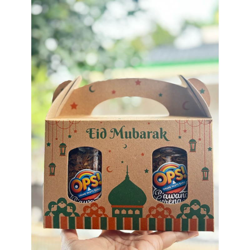 

BOX Hampers Lebaran untuk isi 2 Toples , Gable Box Toples