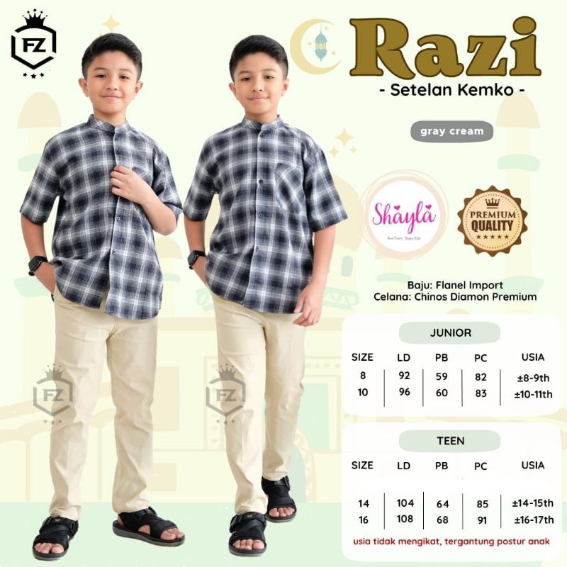 Setelan baju anak laki-laki / muslim koko RAZI 8-17th