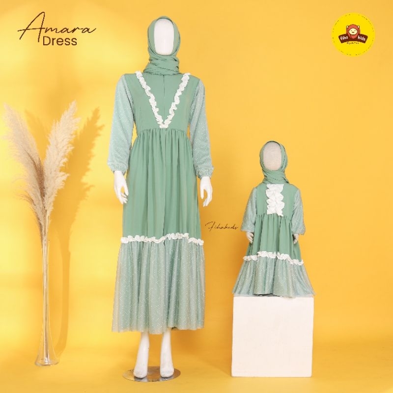 AMARA DRESS original by Fiha Kids | Gamis couple Mom & Kids FREE PASHMINA