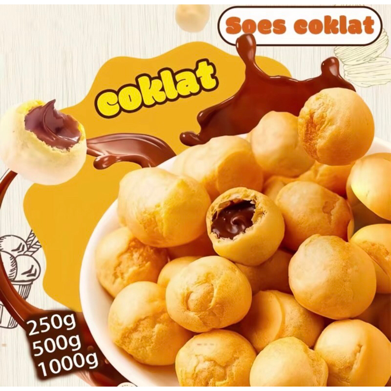 

COD Soes Coklat Cokelat 500g/1kg/Malona/ halal Kue Sus Kering Isi soes coklat lumer 1 kgr Enak Murah (Cemilan keluarga, cocok untuk dewasa dan anak-anak) Chocolate Food Makanan Snack