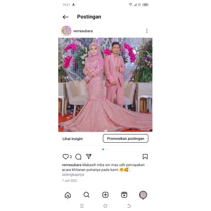 gaun pengantin preloved warna rosegold