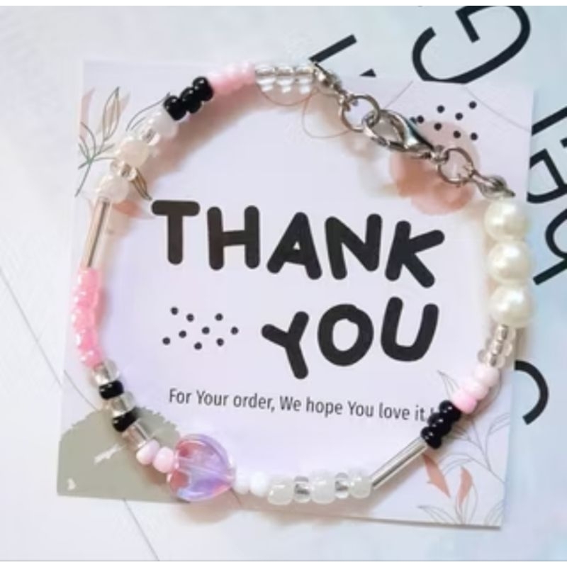 [LV002] Gelang Manik Manik Heart | Beads Bracelet Love | Gelang Tali Elastis Simpel Lucu Anak Peremp