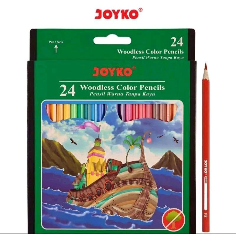 

(n) 24pcs Pensil warna JOYKO CP-104/pensil warna panjang Joyko 24