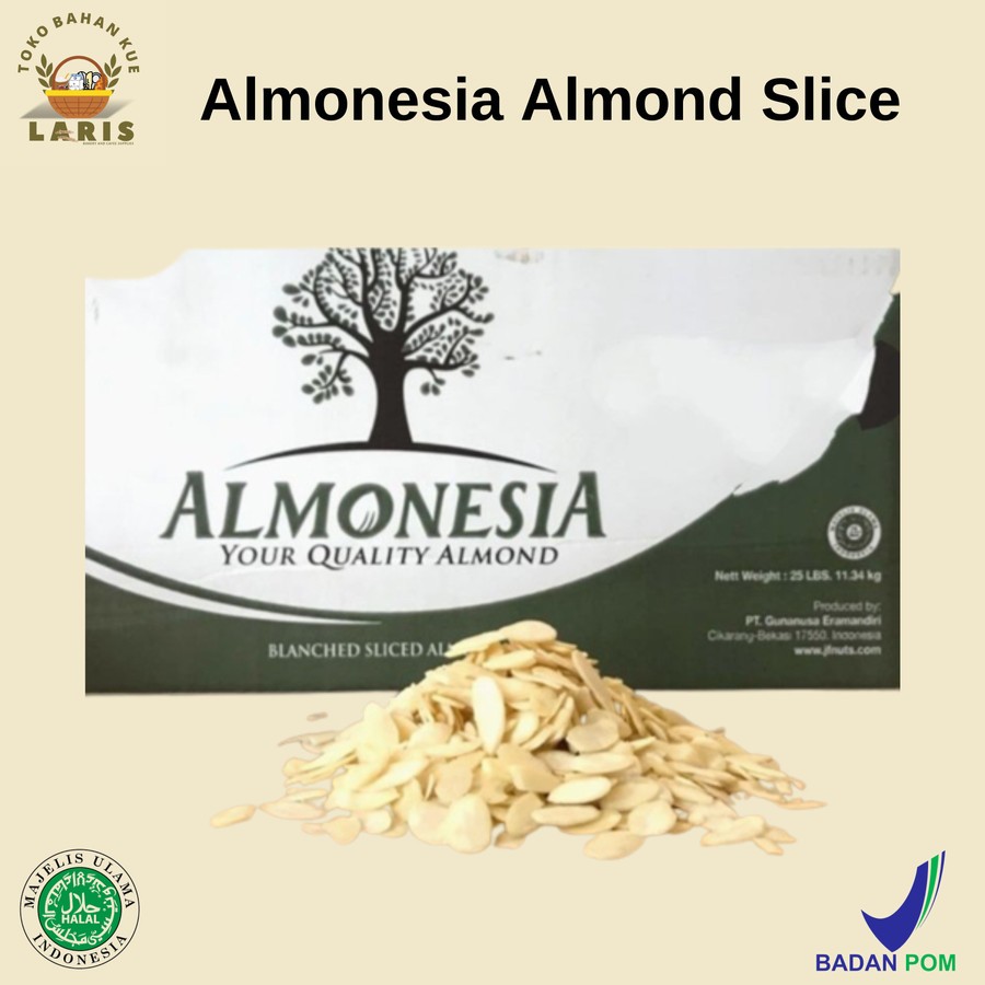 

ALMONESIA ALMOND SLICE KEMASAN REPACK 100 GRAM