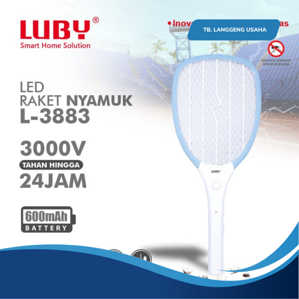 LU LUBY RAKET NYAMUK L-3883 PEMBASMI NYAMUK / SERANGGA 500 mAH RAKET NYAMUK CHARGER LISTRIK CAS LUBY
