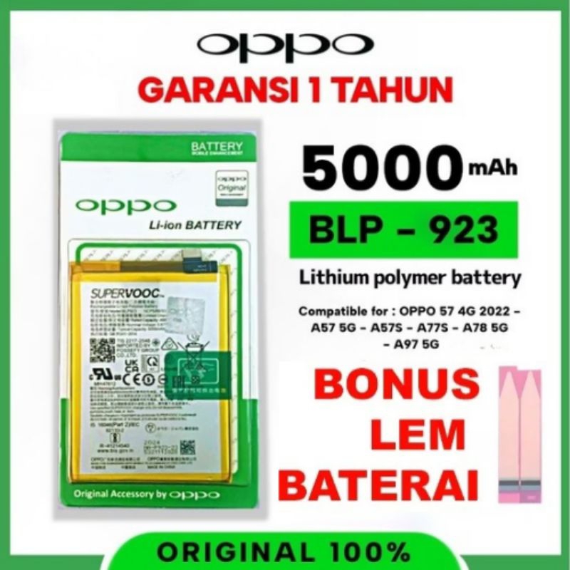 BATERAI BLP-923 OPPO A57 4G 2022 / A57 5G/A57S/A77 5G/A77S/A785G/A97 5G ORIGINAL