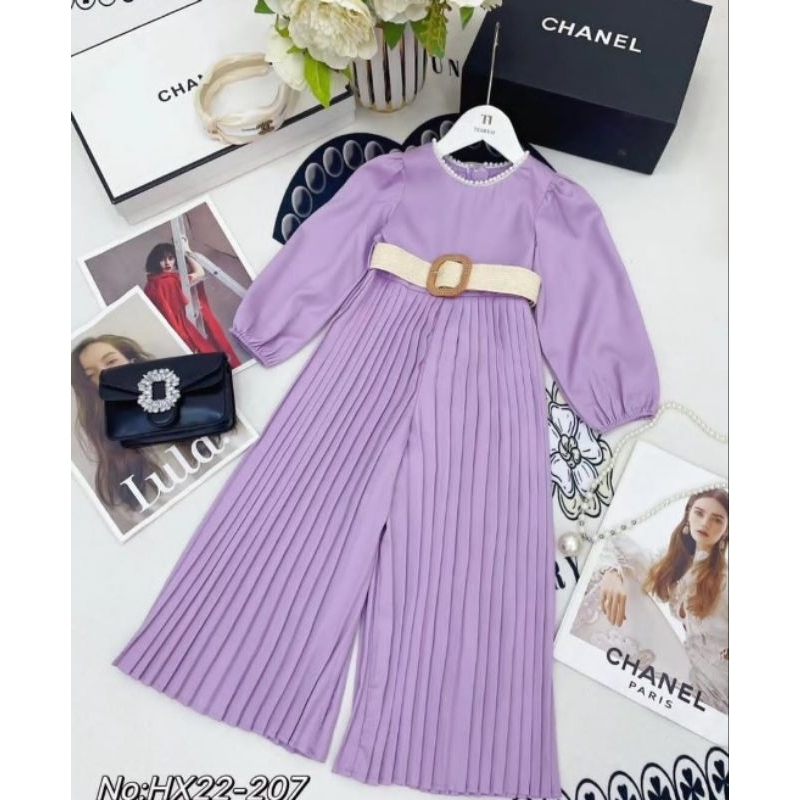 ANGELWISE - Jumpsuit kulot anak - jumpsuit plisket - plisket premium - jumpsuit kulot plisket anak