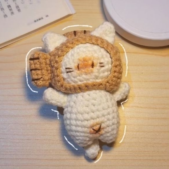 Taiyaki Cat Crochet Keychain Kucing Gantungan Kunci