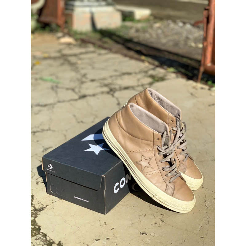 CONVERSE ONE STAR PREMIUM LEATHER HIGH TOP ‘BROWN’-SECOND LIKE NEW