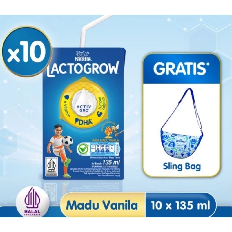 

Lactogrow UHT Madu Vanila 135ml isi 10pcs+FREE SLING BAG (100% ORIGINAL)