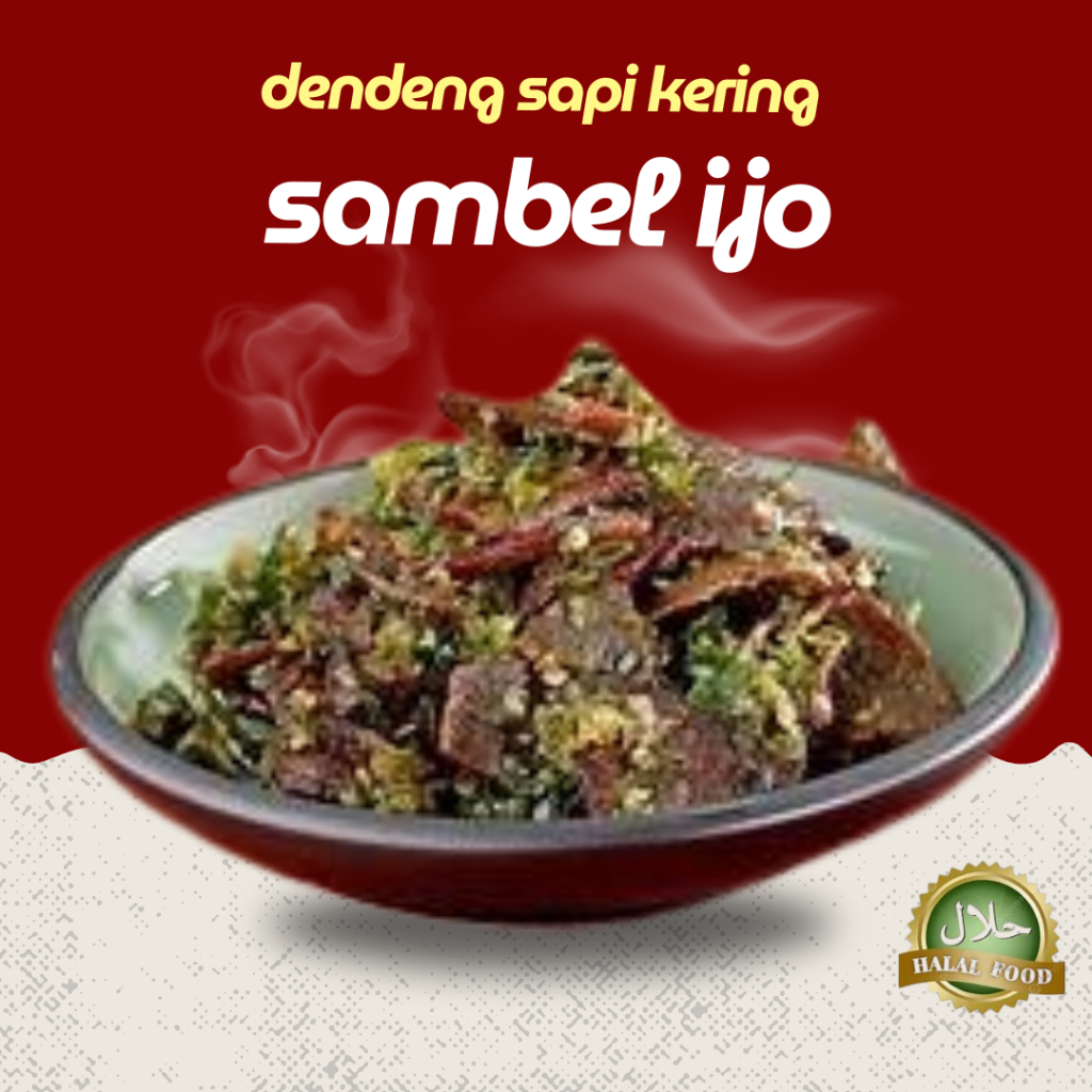 

Dendeng Batokok Kering Sambel ijo Daging Sapi Minang Original