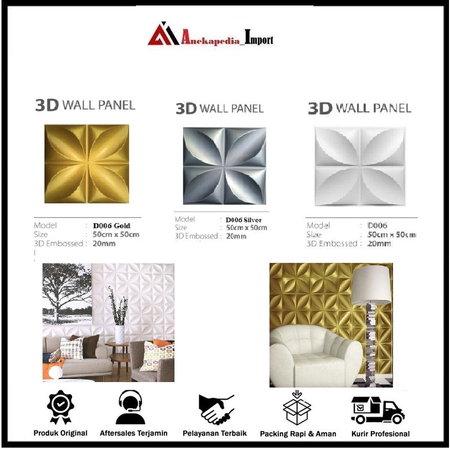 Wallpaper Dinding - Wallpaper 3D - Tridi Wallpaper -PVC Wallpanel D006 - Stiker Dinding - Stiker Din