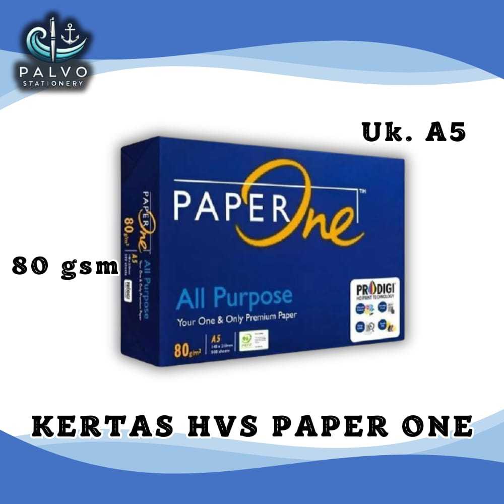

PAPERONE KERTAS HVS A5 80 GRAM PUTIH POLOS 15 X 21 CM (1 RIM) / PAPER ONE