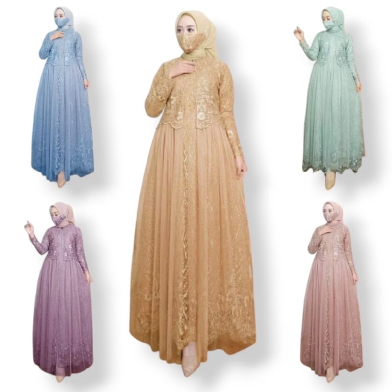 (MODEL BARU)GAMIS SATIN ROMPI BUSUI/SIZE S-M,L,XL,XXL/GAMIS MODEL ROMPI FULL BRUKAT TILE 2022/ GAMIS