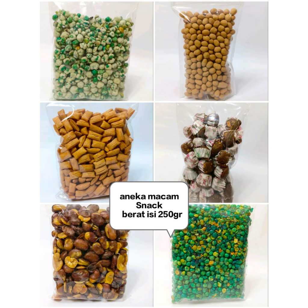 

Aneka Snack Cemilan Kemasan - Aneka Snack Kemasan - Makanan ringan netto 250gr 500gr Murah Lezat