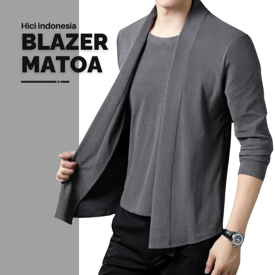 Hici Blazer Matoa Abu Bahan Kaos Lengan Panjang Blazer Manyatu Dengan Kaos Tshirt Pria Terbaru