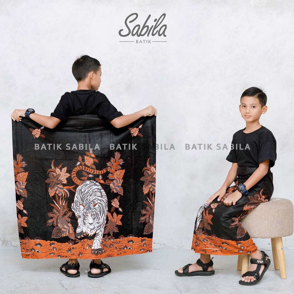 HOT GHAZALI - SARUNG ANAK MOTIF MACAN HARIMAU PUTIH HITAM