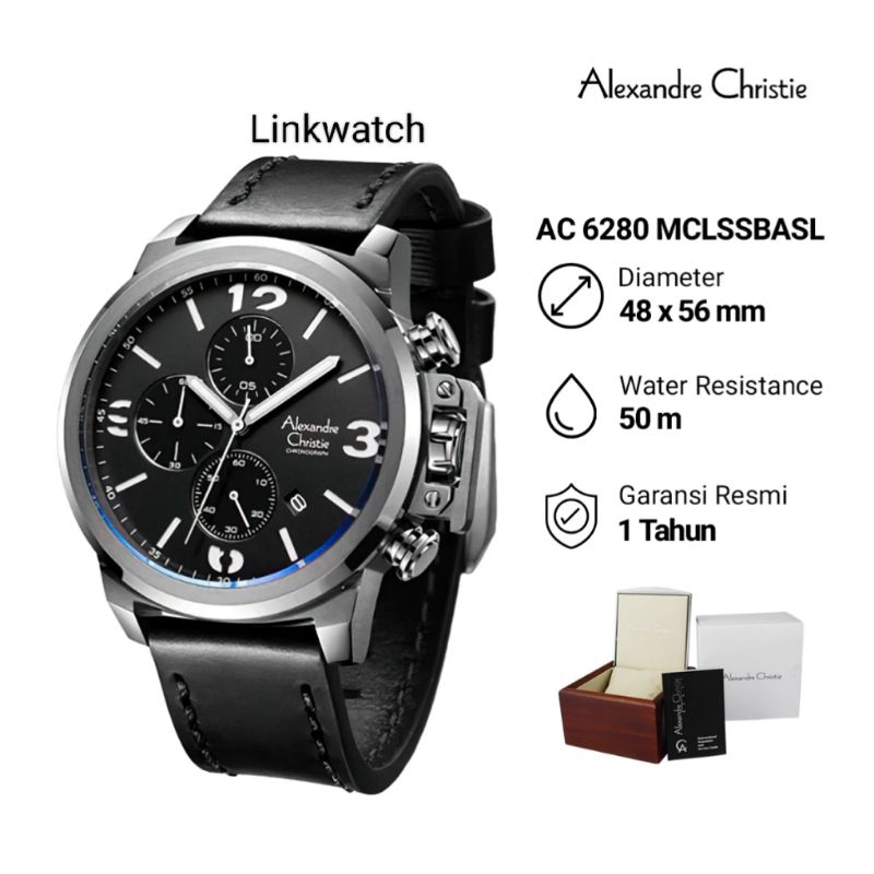 Jam tangan pria Alexander Christie AC 6280 MCLSSBASL Chronograph Original Garansi Resmi