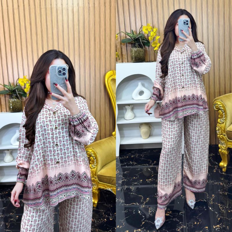 baju setelan one set Molly tidur piyama kemeja wanita busui by kanaya DST terbaru kekinian