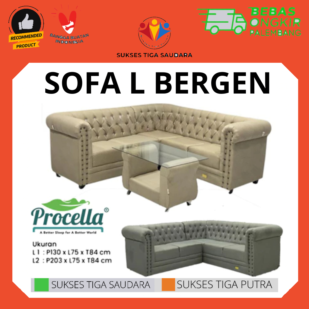 SOFA L BERGEN BY PROCELLA 211 / SOFA KANTOR PROCELLA / KURSI RUANG TENGAH MEWAH / SOFA LETER L SOFA 