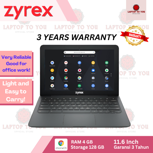 LAPTOP ZYREX CHROMEBOOK 360-1 Celeron N4020/ RAM 4GB 128GB Chrome Os with CDM + Bundle GARANSI 3 Tah