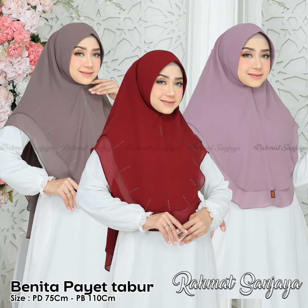 KHIMAR 2 LAYAR OVAL BENITA STANDAR PAYET TABUR MUTIARA SAWAROSK POLOS/KHIMAR BENITA PAYET TABUR